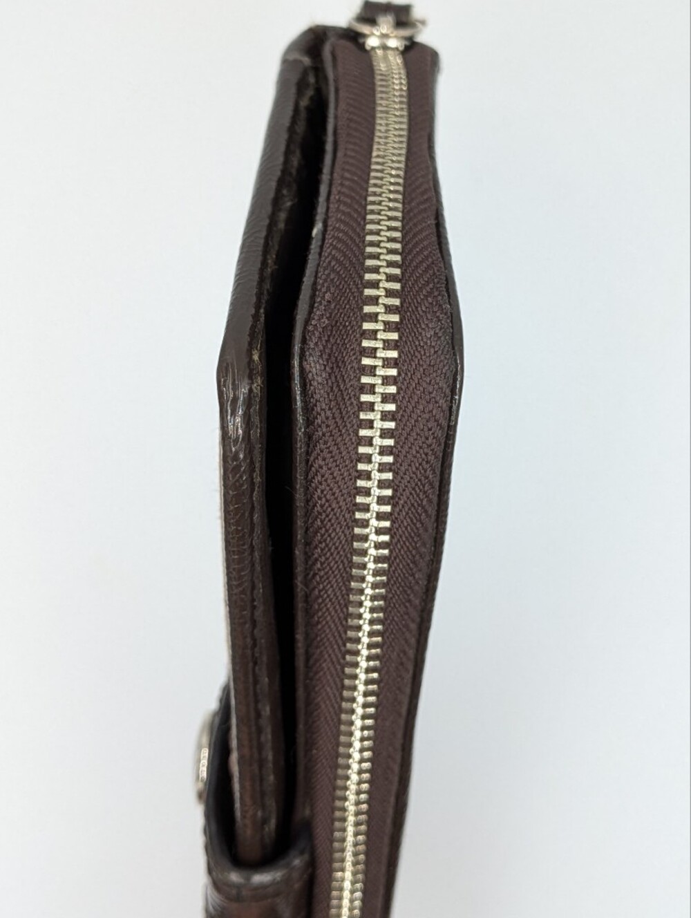 Coach Signature C Jacquard Canvas Patent Leather Zip Around Folding Wallet Dark - Picture 7 of 16